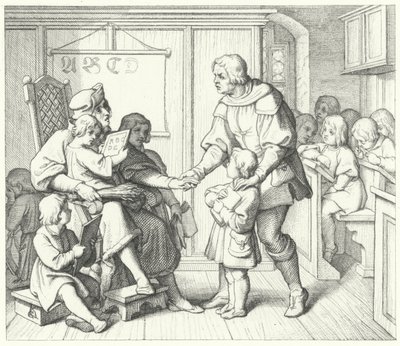 Martin Lutero a scuola (incisione) da Gustav Ferdinand Leopold Konig