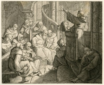 Martin Lutero predica nel monastero, davanti a Staupitz, suo amico paterno da Gustav Ferdinand Leopold Konig