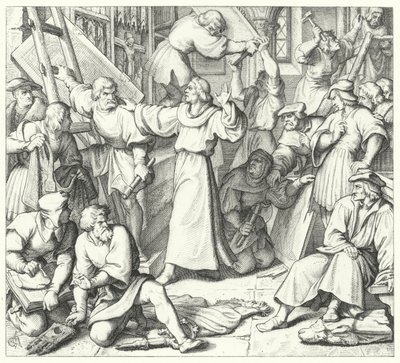 Martin Lutero trattiene gli iconoclasti a Wittenberg (incisione) da Gustav Ferdinand Leopold Konig