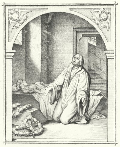 Martin Lutero con il corpo morto di sua figlia Magdalena, 1542 da Gustav Ferdinand Leopold Konig