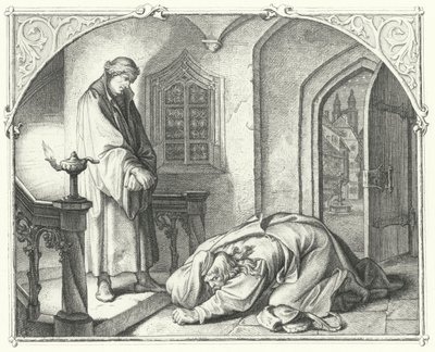 Martin Lutero con il mercante Hans Kohlhase (incisione) da Gustav Ferdinand Leopold Konig