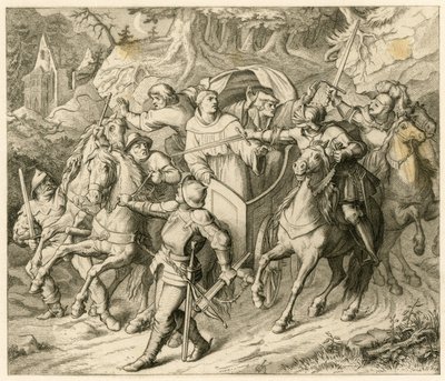 Il rapimento di Martin Lutero nel suo viaggio di ritorno - 1521 - da Hauptmann von Berlepsch e Burkhard Hund, a causa della bolla di scomunica del papa e della messa al bando dell