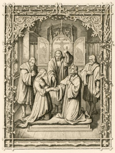 Il matrimonio di Martin Lutero e Katharina von Bora (Catherine de Bore) da Gustav Ferdinand Leopold Konig