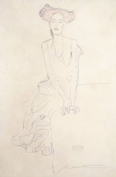 Aug Ruhubeit la giovane donna, sostenendosi con le mani, 1908 da Gustav Klimt