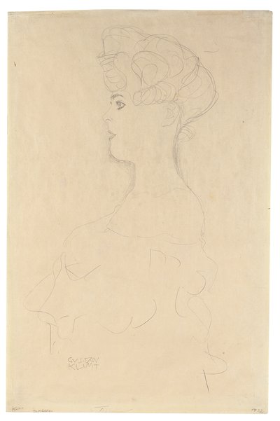 Ritratto di profilo a busto da sinistra da Gustav Klimt