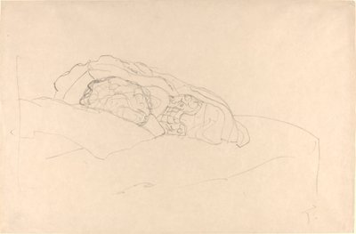 Ragazza rannicchiata sul letto da Gustav Klimt