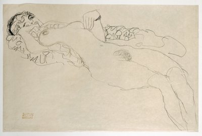 Nudo femminile girato a sinistra da Gustav Klimt