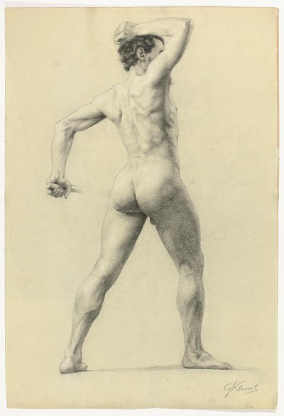 Nudo maschile di schiena, c.1880 da Gustav Klimt