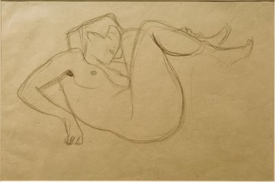 Studio di nudo femminile accovacciato con le gambe piegate da Gustav Klimt