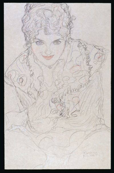 Ritratto con mano destra sul mento, c.1917-18 da Gustav Klimt