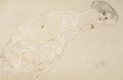 Nudo sdraiato sulla pancia e rivolto a destra da Gustav Klimt