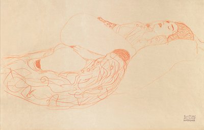 Semi-nudo reclinato che si masturba da Gustav Klimt