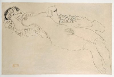 Nudo reclinato girato a sinistra da Gustav Klimt