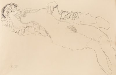 Nudo femminile reclinato, verso sinistra, 1917 da Gustav Klimt