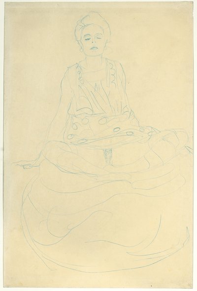 Mezza nuda seduta di fronte, c.1907 da Gustav Klimt