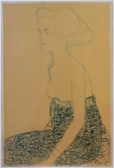 Nudo seduto verso sinistra da Gustav Klimt