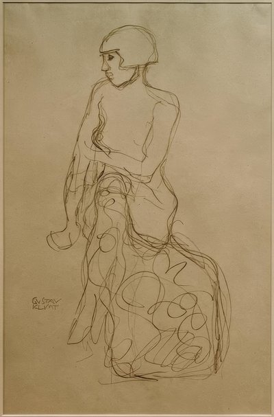 Mezzo nudo seduto verso sinistra da Gustav Klimt