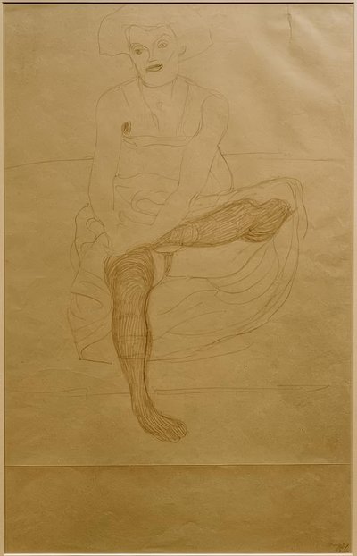 Mezzo nudo femminile seduto di fronte da Gustav Klimt