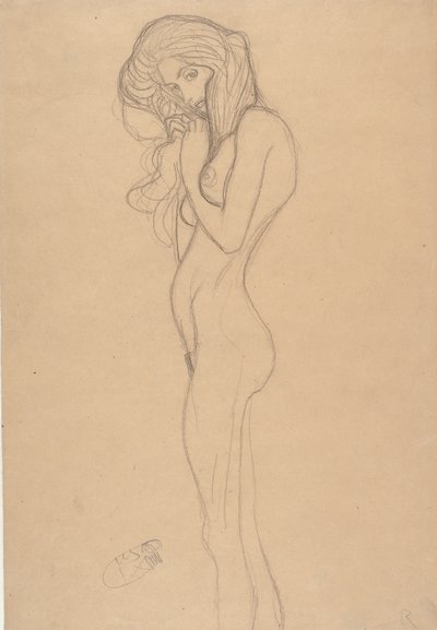 Studio di nudo femminile in piedi per Il fregio di Beethoven, 1901 da Gustav Klimt