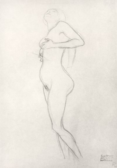 Ragazza nuda in piedi che guarda in alto da Gustav Klimt