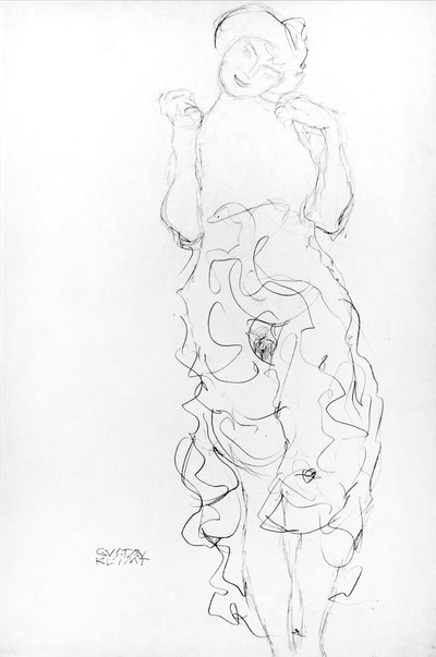 Nudo in piedi con le braccia alzate, c.1917/18 da Gustav Klimt