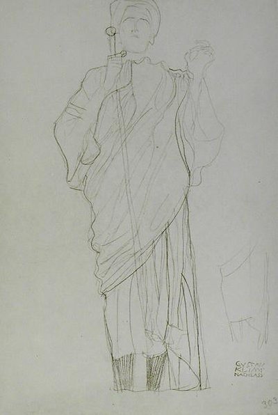 Donna in piedi che tiene una spada da Gustav Klimt