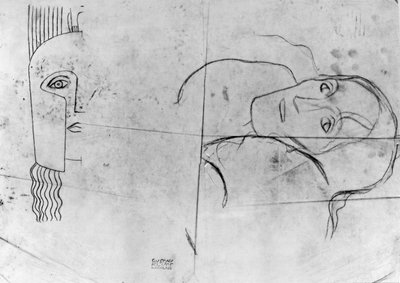 Studi per Ver Sacrum 1900 - Pallade Atena e una Testa Tragica, 1897-98 da Gustav Klimt