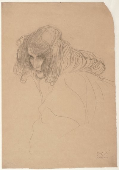 Studio della testa di una donna in profilo di tre quarti Studio per Lussuria nel Fregio di Beethoven, c.1901-1902 da Gustav Klimt