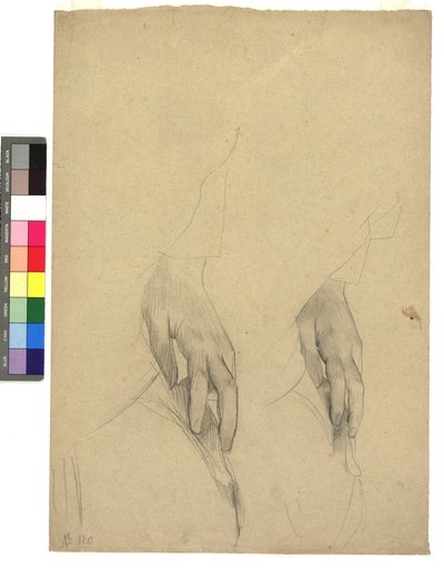 Zwei Handstudien, Finger ans Ohr gelegt da Gustav Klimt