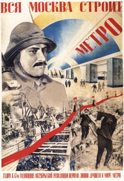 Tutta Mosca costruisce la metropolitana da Gustav Klutsis