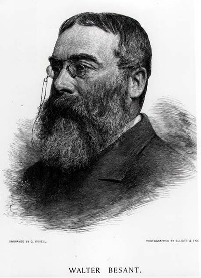 Sir Walter Besant (1836-1901) inciso da Gustav Kruell da una fotografia di Elliot & Fry da Gustav Kruell