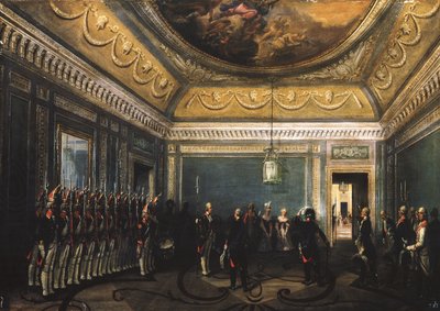 Cambio della guardia del Reggimento Preobrazhensky nel Palazzo di Gatchina al tempo di Paolo I da Gustav Schwarz