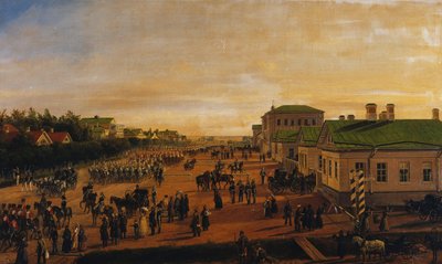 Lo zar Nicola di ritorno da una parata militare a Krasnoe Selo, 1848 da Gustav Schwarz