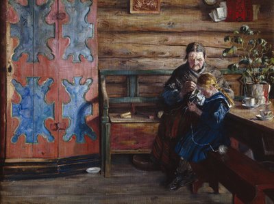 Interno di fattoria con nipote da Gustav Wentzel