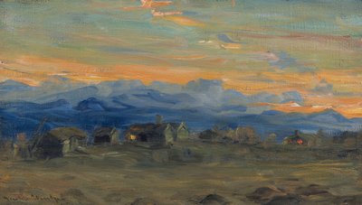 Fattoria di montagna alla luce della sera da Gustav Wentzel