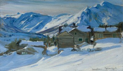 Fattoria di montagna in paesaggio innevato da Gustav Wentzel