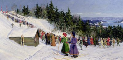 Competizione di sci a Fjelkenbakken da Gustav Wentzel