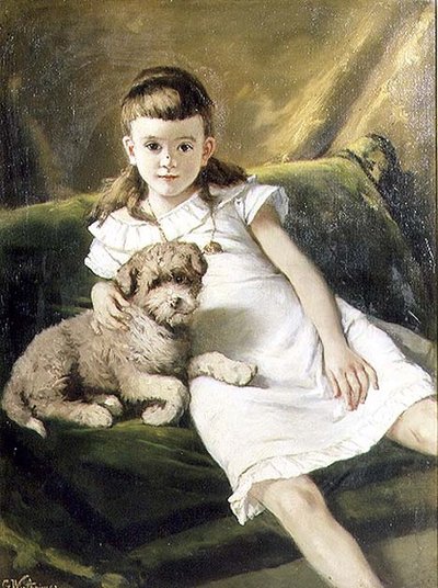 Ragazza giovane con cane da Gustav Wertheimer