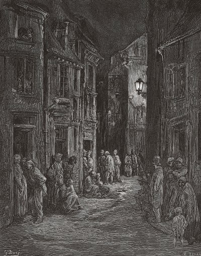 Baraccopoli di Bluegate Fields, Londra nel XIX secolo da Gustave (after) Dore