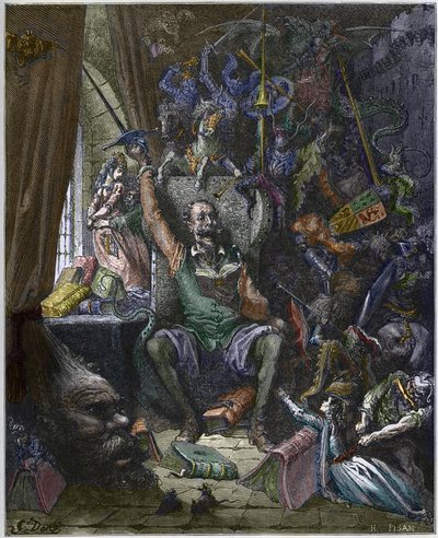 Don Chisciotte nel suo studio circondato dai fantasmi delle sue fantasticherie - 