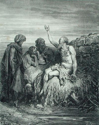Giobbe e i suoi amici, inciso da J. Regnier, c.1868 da Gustave (after) Dore