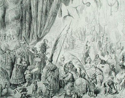 La corte del re di Serendib, c.1868 da Gustave (after) Dore