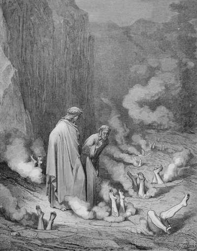 La punizione dei Simonisti, da "La Divina Commedia" (Inferno) di Dante Alighieri (1265-1321) incisa da Stephane Pannemaker (1847-1930) c.1868 (incisione) da Gustave (after) Dore
