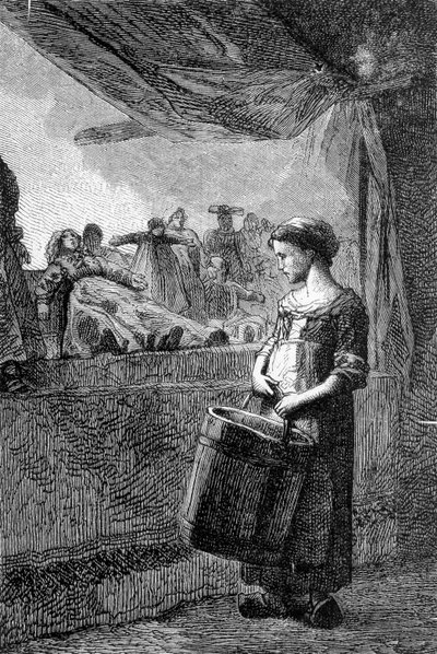 Cosette davanti alla bottega di giocattoli - in "I Miserabili" di Victor Hugo, ill. di Brion, ed. Hetzel e Lacroix da Gustave Brion