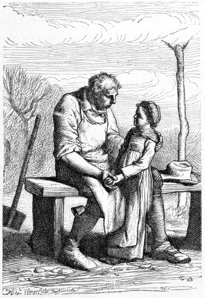 Cosette e Jean Valjean - in "Les Misérables" di Victor Hugo, ill. di Brion, ed. Hetzel e Lacroix da Gustave Brion
