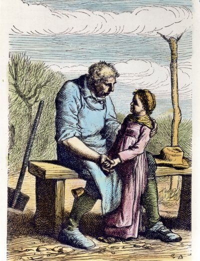 Cosette ha avuto il permesso da Les Miserables. 1865 (incisione) da Gustave Brion