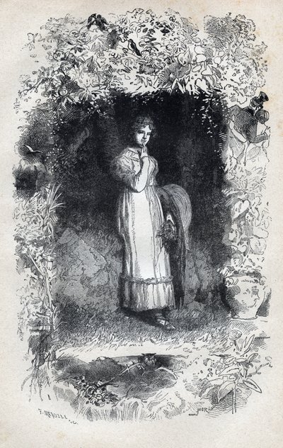Ritratto di Fantine innamorata di Tholomyes - Illustrazione di Gustave Brion per "I miserabili - Prima parte: Fantine" di Victor Hugo 1862 da Gustave Brion