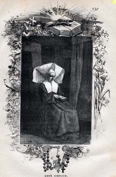 Ritratto di Suor Simplice - Illustrazione di Gustave Brion (1824-1877) per "I Miserabili - Prima parte: Fantine" di Victor Hugo (1802-1885) 1862 da Gustave Brion