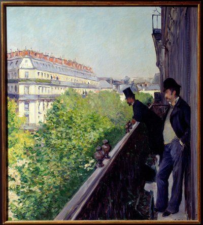Un balcone parigino nel 1880. Dipinto di Gustave Caillebotte (1848-1894) 1880. Dim. 0,6x0,66 m. Collezione privata da Gustave Caillebotte