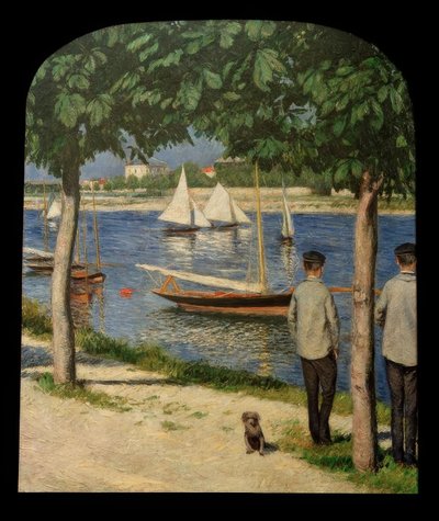 La riva al Petit Gennevilliers e la Senna da Gustave Caillebotte